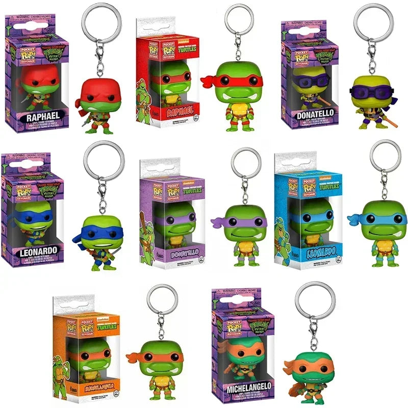 NEW Funko Pop Pocket Keychain Raphael Leonardo Donatello Michelangelo Vinyl Doll Children's Collectible Action Doll Pendant Toy