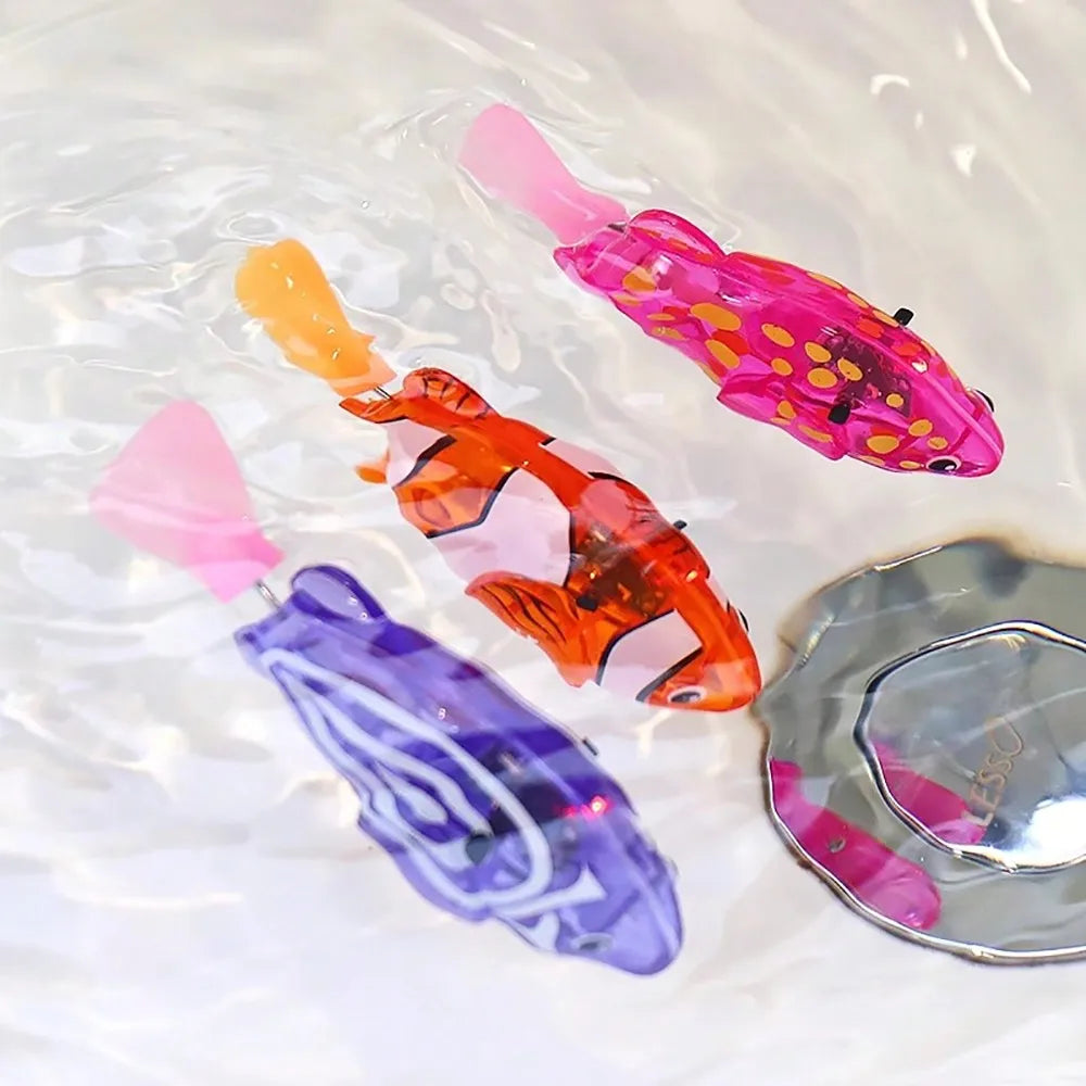 New style Children Electronic Fish Summer Bath Toys Pet Toys Swimming Robot Fish with LED Light Kids Water Swim Pool Bathtub Toy