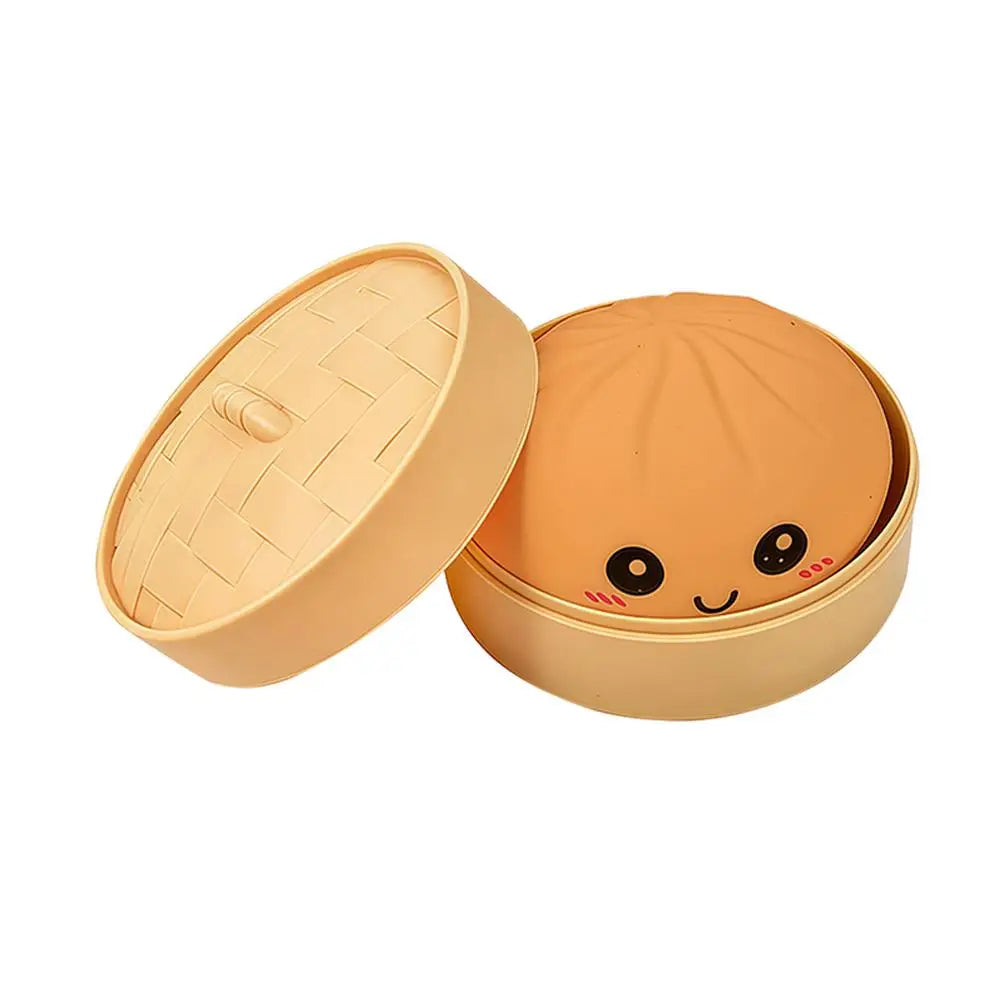 Realistic Giant Dumpling Squeeze Toy with Bamboo Steamer Soft TPR Dough Ball Decompression Fidget Toy Funny Creative Gift