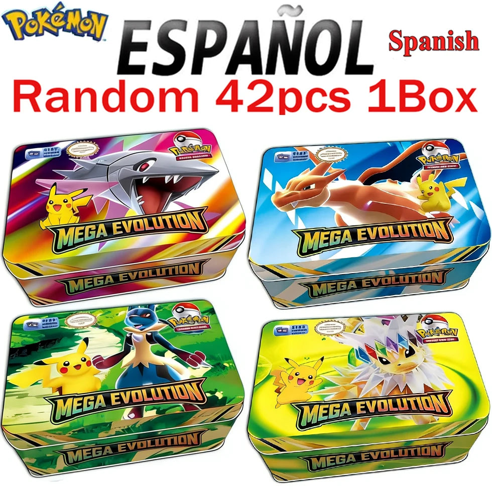 MEGA ENTWICKLUNG 42tlg. Pokémon Karten Kampfspielzeug Verlorene Herkunft Pokemons Box mit Pikachu Anime Bank Pokémon Sammelkarten für Kinder