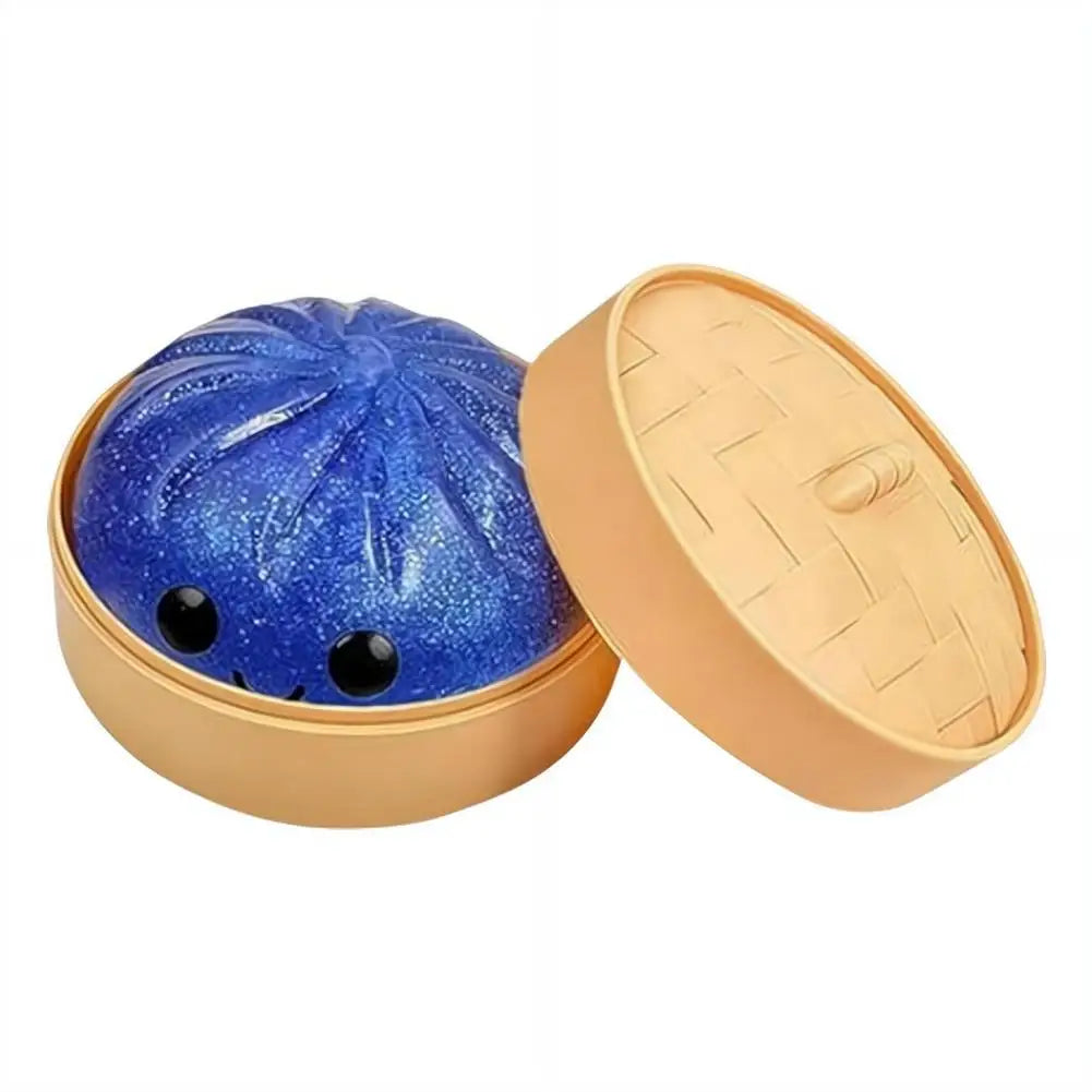 Realistic Giant Dumpling Squeeze Toy with Bamboo Steamer Soft TPR Dough Ball Decompression Fidget Toy Funny Creative Gift