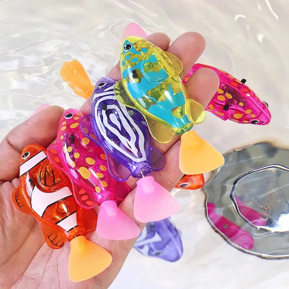 New style Children Electronic Fish Summer Bath Toys Pet Toys Swimming Robot Fish with LED Light Kids Water Swim Pool Bathtub Toy