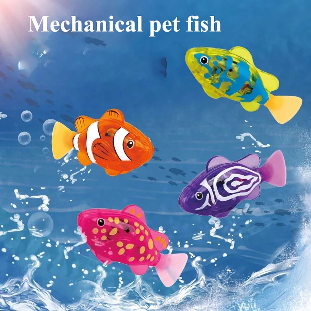 New style Children Electronic Fish Summer Bath Toys Pet Toys Swimming Robot Fish with LED Light Kids Water Swim Pool Bathtub Toy