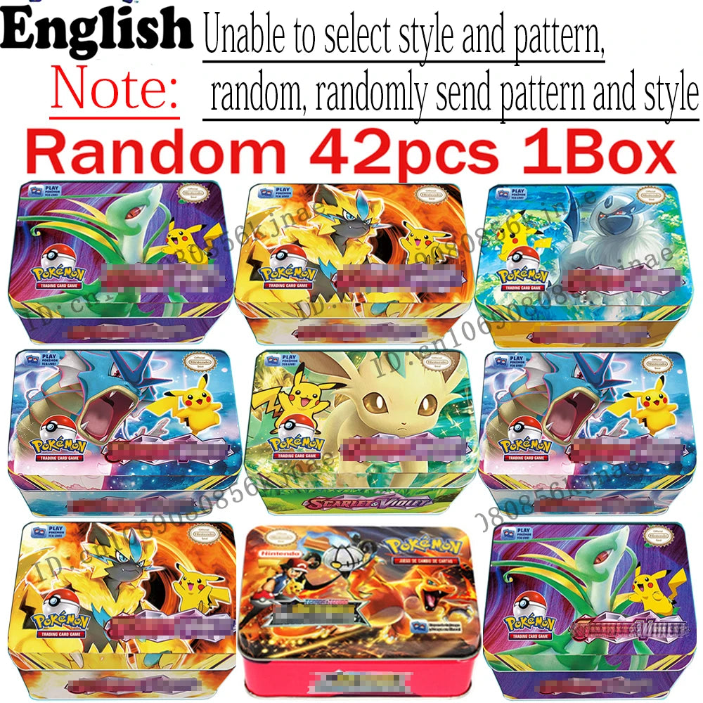 MEGA ENTWICKLUNG 42tlg. Pokémon Karten Kampfspielzeug Verlorene Herkunft Pokemons Box mit Pikachu Anime Bank Pokémon Sammelkarten für Kinder
