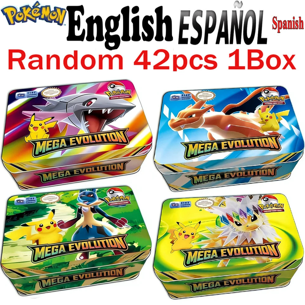 MEGA ENTWICKLUNG 42tlg. Pokémon Karten Kampfspielzeug Verlorene Herkunft Pokemons Box mit Pikachu Anime Bank Pokémon Sammelkarten für Kinder