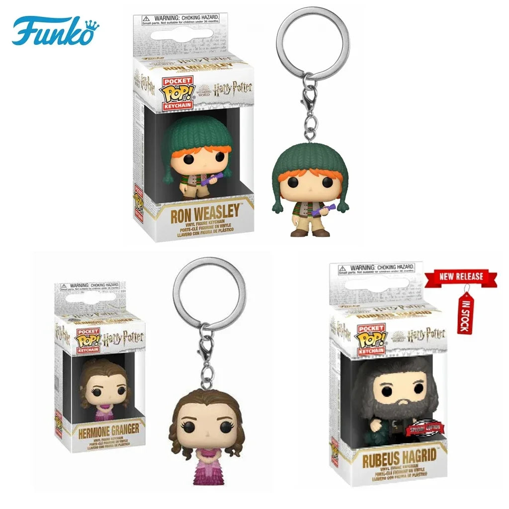 Funko Pop Harri Hermione Granger Rubeus Hagrid Ron Weasley Potter Keychain Toy Vinyl Figures Pocket Pop Keychain Collection Toys